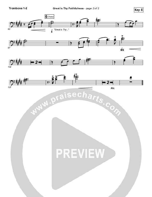 Great Is Thy Faithfulness Trombone 1/2 (Shane & Shane / The Worship Initiative)