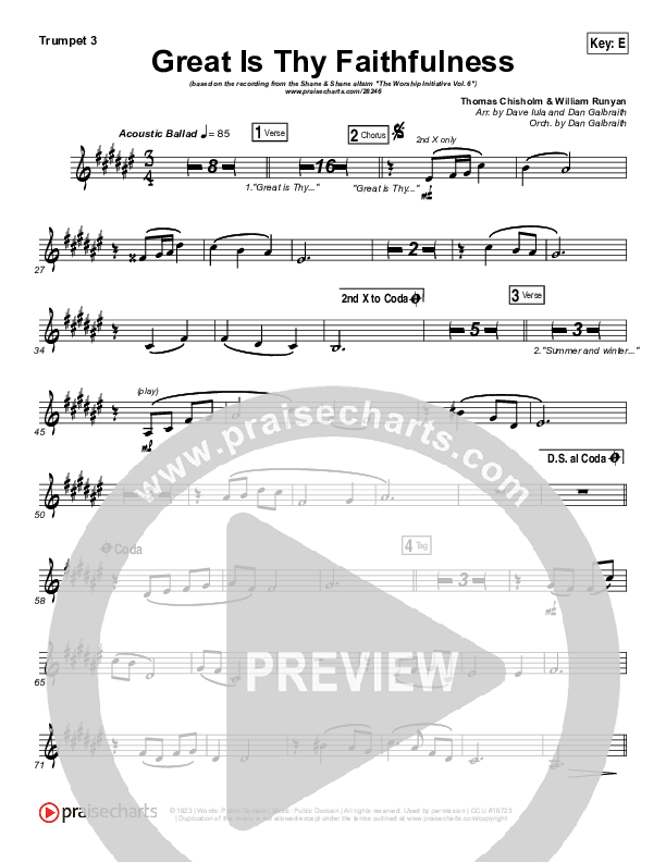 Great Is Thy Faithfulness Trumpet 3 (Shane & Shane / The Worship Initiative)