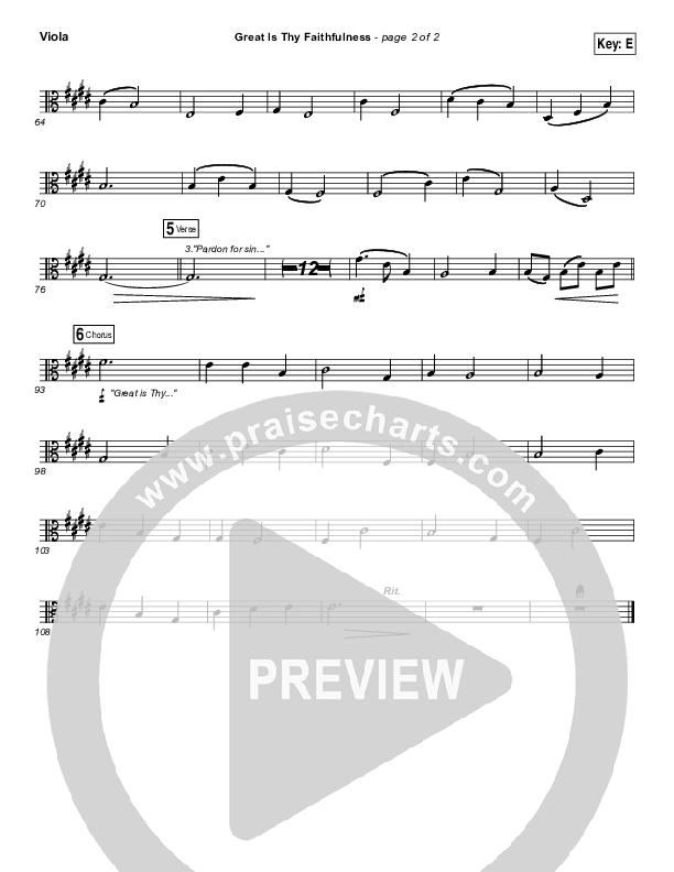 Great Is Thy Faithfulness Viola (Shane & Shane / The Worship Initiative)