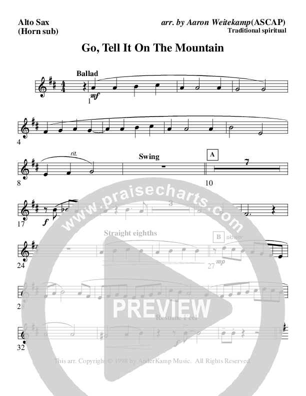 Go Tell It On The Mountain Alto Sax (AnderKamp Music)