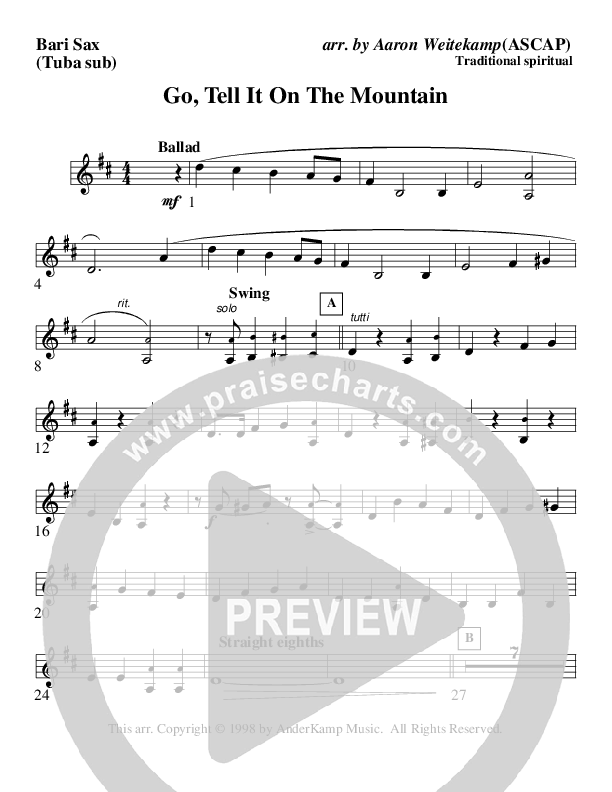 Go Tell It On The Mountain Bari Sax (AnderKamp Music)