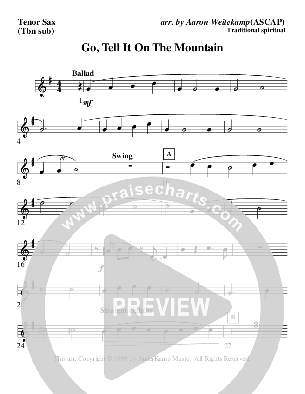 Go Tell It On The Mountain Tenor Sax 2 (AnderKamp Music)