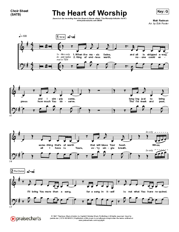 The Heart Of Worship Choir Vocals (SATB) (Shane & Shane / The Worship Initiative)