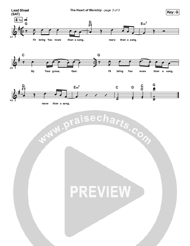 The Heart Of Worship Lead Sheet (SAT) (Shane & Shane / The Worship Initiative)