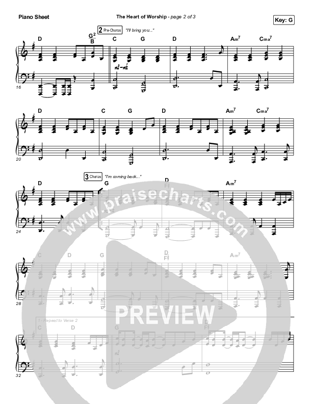 The Heart Of Worship Piano Sheet (Shane & Shane / The Worship Initiative)