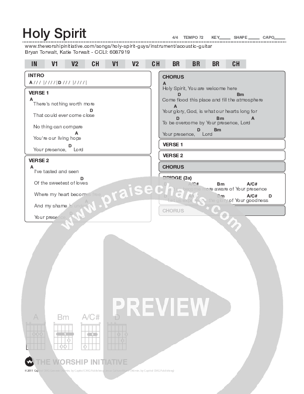 Holy Spirit  Chords & Lyrics (Shane & Shane / The Worship Initiative)