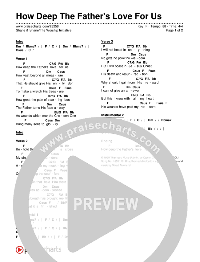 How Deep The Father's Love For Us Chords & Lyrics (Shane & Shane / The Worship Initiative)