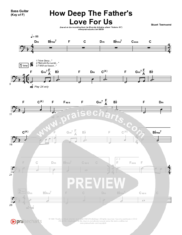 How Deep The Father's Love For Us Bass Guitar (Shane & Shane / The Worship Initiative)