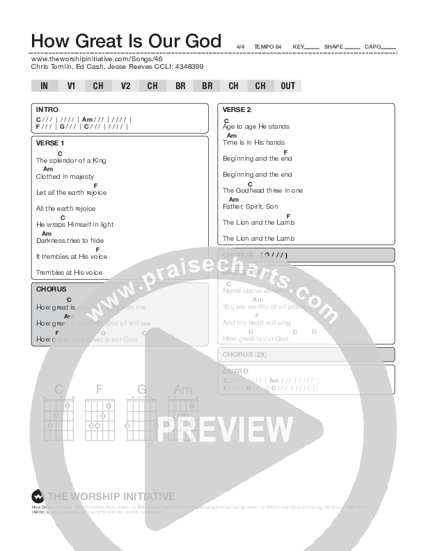 How Great Is Our God Chord Chart (Shane & Shane / The Worship Initiative)