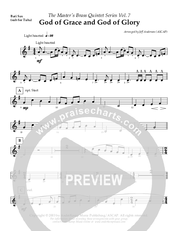 God Of Grace And God Of Glory (Instrumental) Bari Sax (AnderKamp Music)