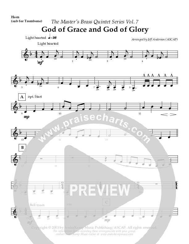 God Of Grace And God Of Glory (Instrumental) French Horn 2 (AnderKamp Music)