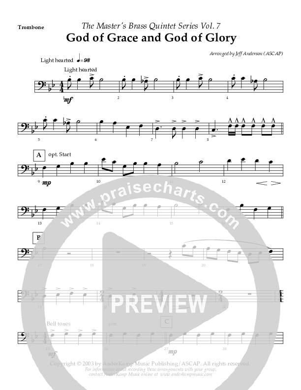 God Of Grace And God Of Glory (Instrumental) Trombone (AnderKamp Music)
