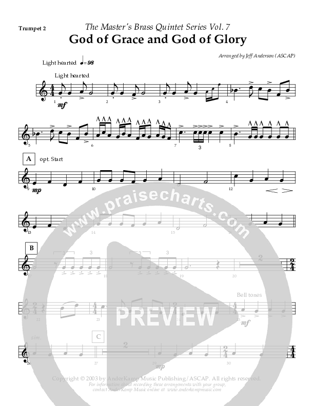 God Of Grace And God Of Glory (Instrumental) Trumpet 2 (AnderKamp Music)