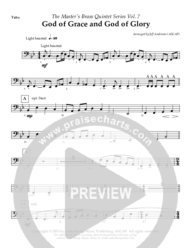 God Of Grace And God Of Glory (Instrumental) Tuba (AnderKamp Music)