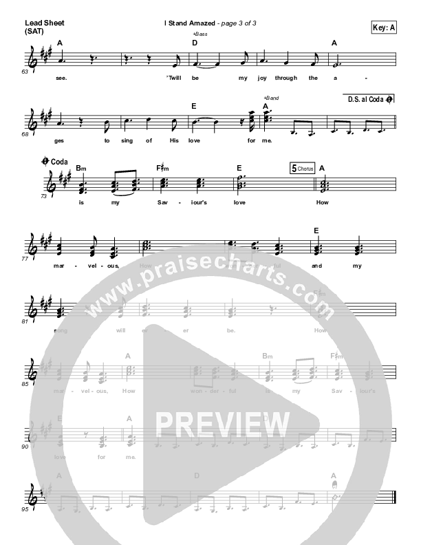 I Stand Amazed Lead Sheet (SAT) (Shane & Shane / The Worship Initiative)