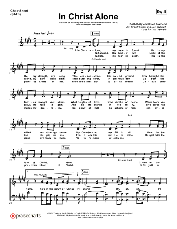 In Christ Alone Choir Sheet (SATB) (Shane & Shane / The Worship Initiative)