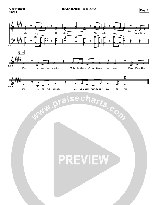 In Christ Alone Choir Sheet (SATB) (Shane & Shane / The Worship Initiative)