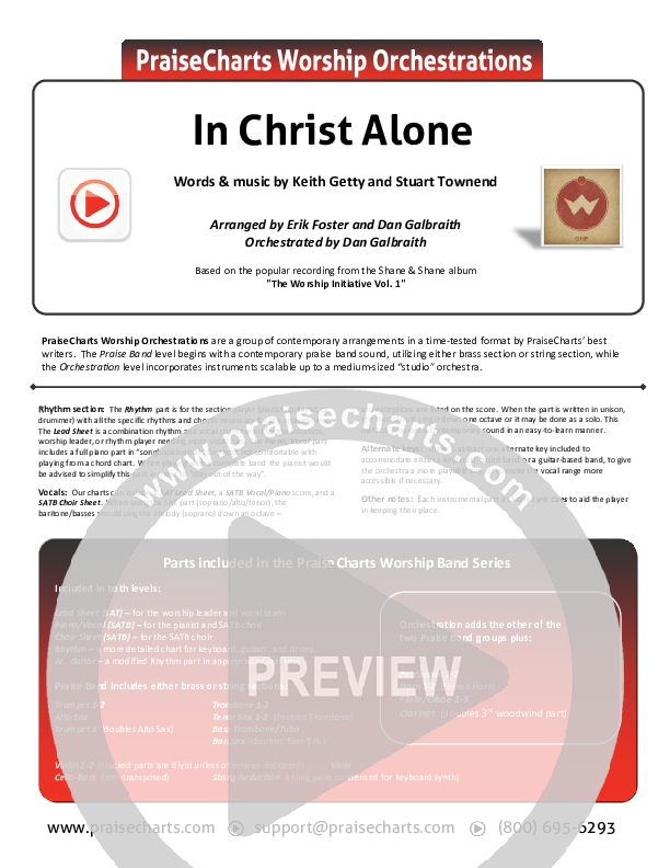 In Christ Alone Cover Sheet (Shane & Shane / The Worship Initiative)