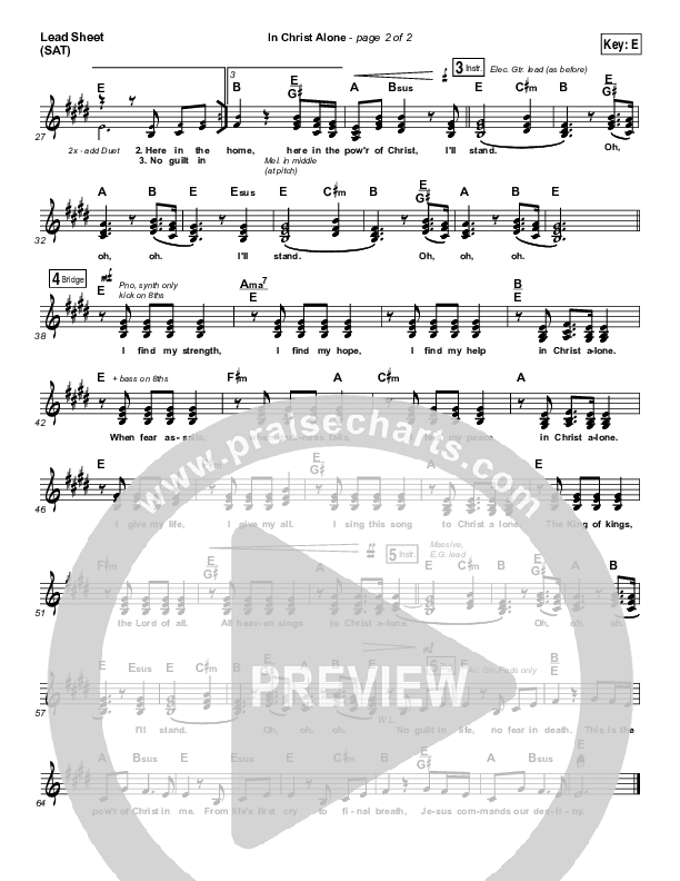In Christ Alone Lead Sheet (SAT) (Shane & Shane / The Worship Initiative)