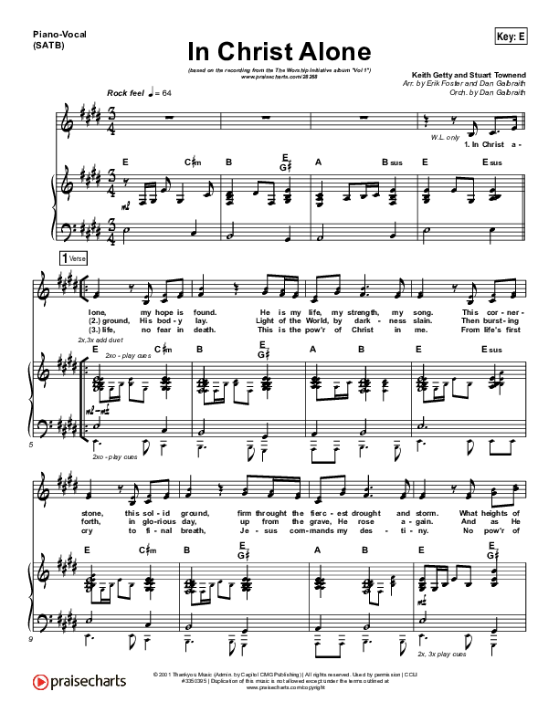 In Christ Alone Piano/Vocal (SATB) (Shane & Shane / The Worship Initiative)