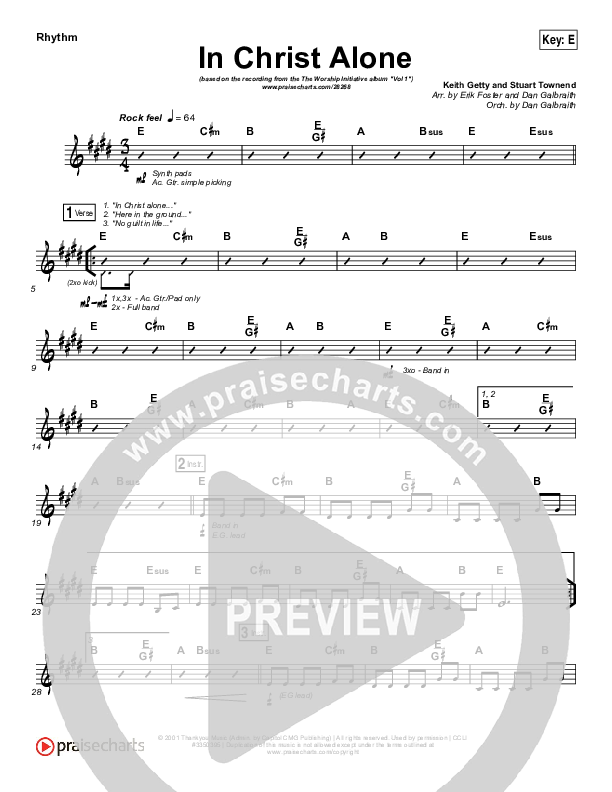 In Christ Alone Rhythm Chart (Shane & Shane / The Worship Initiative)