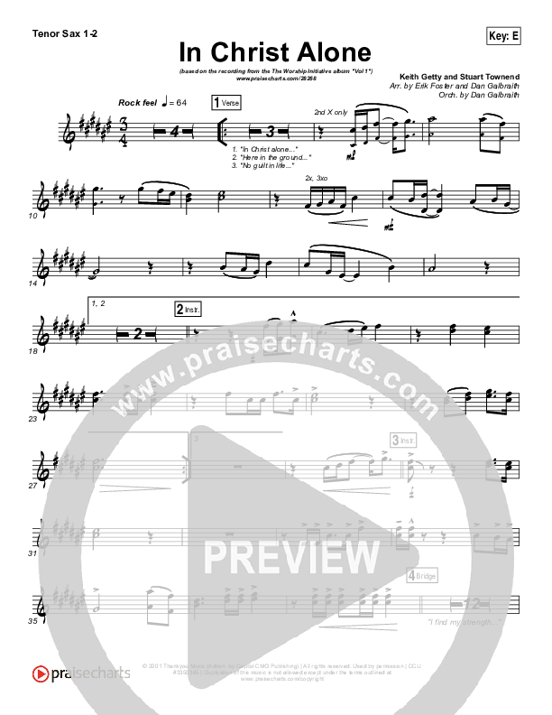 In Christ Alone Tenor Sax 1/2 (Shane & Shane / The Worship Initiative)