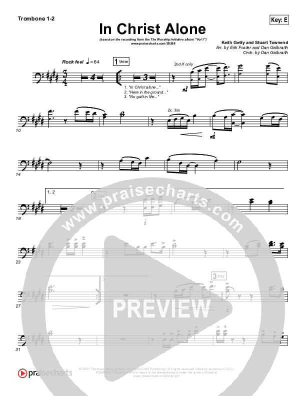 In Christ Alone Trombone 1/2 (Shane & Shane / The Worship Initiative)