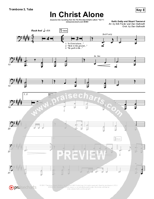 In Christ Alone Trombone 3/Tuba (Shane & Shane / The Worship Initiative)