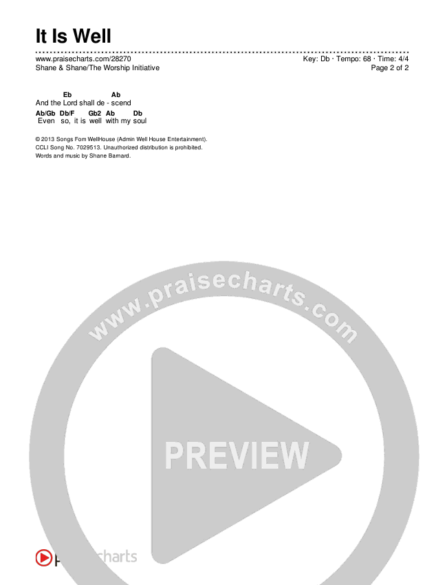 It Is Well Chords & Lyrics (Shane & Shane / The Worship Initiative)