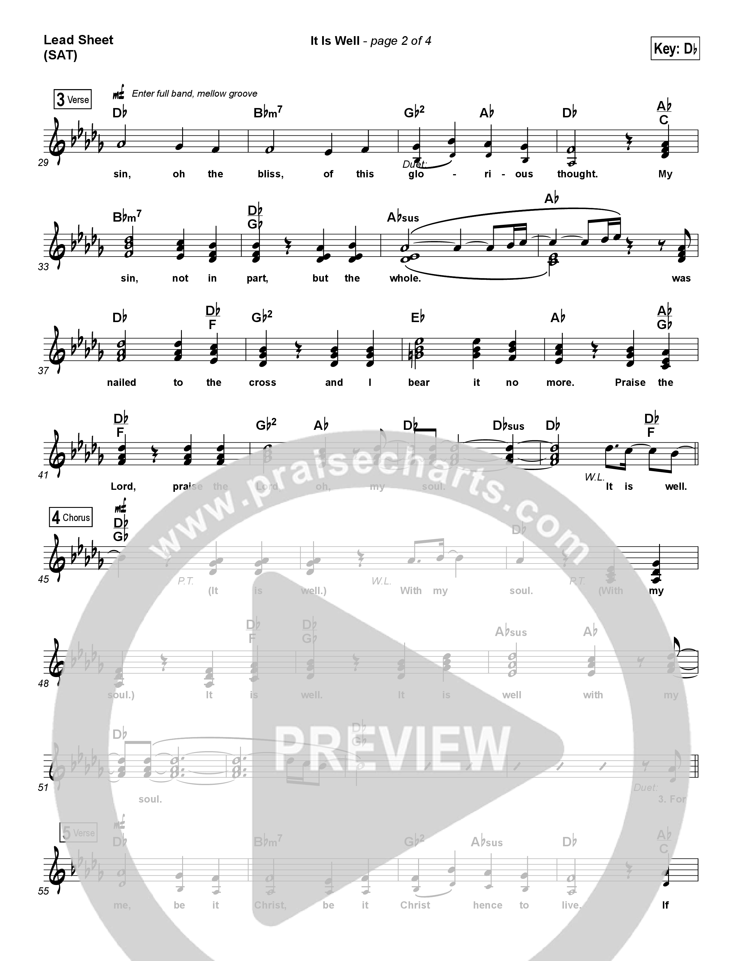 It Is Well Lead Sheet (SAT) (Shane & Shane / The Worship Initiative)