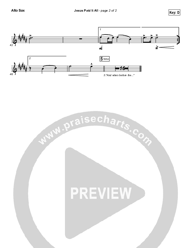 Jesus Paid It All Alto Sax (Shane & Shane / The Worship Initiative)