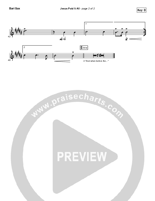 Jesus Paid It All Bari Sax (Shane & Shane / The Worship Initiative)