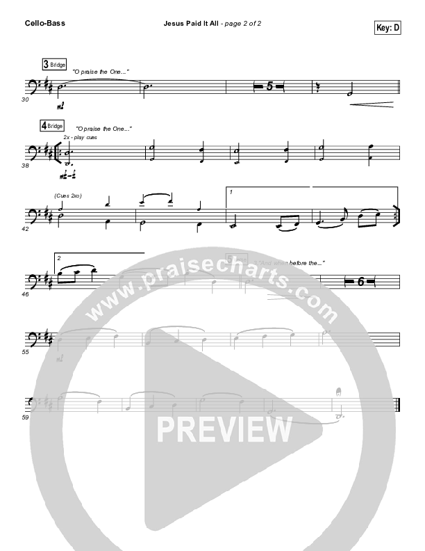 Jesus Paid It All Cello/Bass (Shane & Shane / The Worship Initiative)