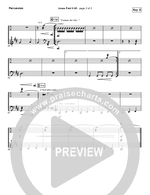 Jesus Paid It All Percussion (Shane & Shane / The Worship Initiative)