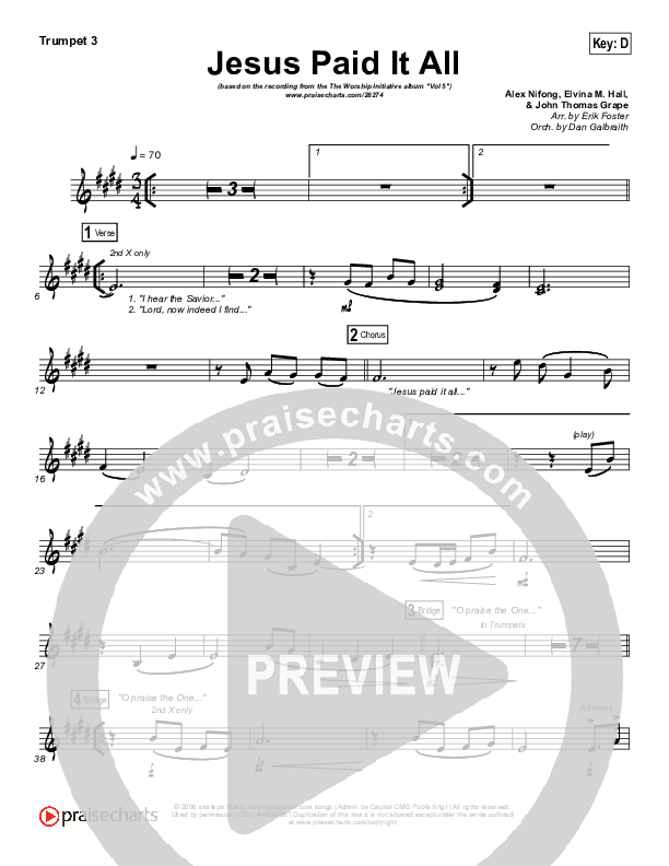Jesus Paid It All Trumpet 3 (Shane & Shane / The Worship Initiative)