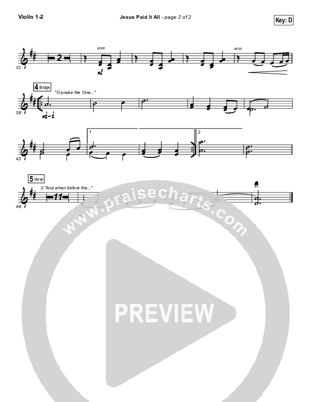 Jesus Paid It All Violin 1/2 (Shane & Shane / The Worship Initiative)
