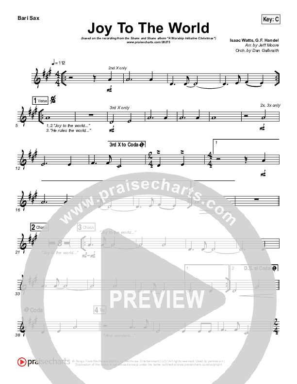 Joy To The World Bari Sax (Shane & Shane / The Worship Initiative)