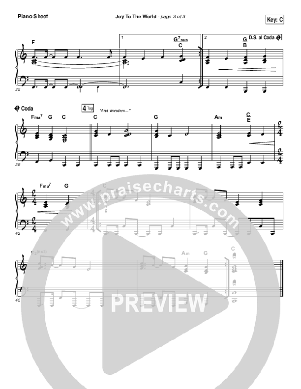 Joy To The World Piano Sheet (Shane & Shane / The Worship Initiative)