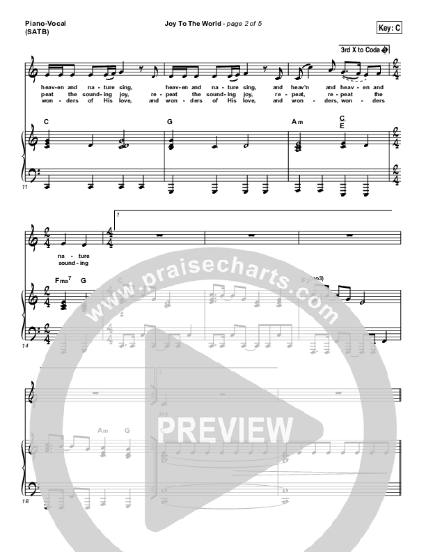 Joy To The World Piano/Vocal (SATB) (Shane & Shane / The Worship Initiative)
