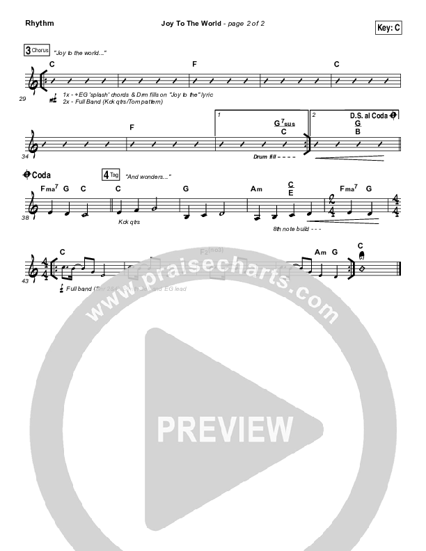 Joy To The World Rhythm Chart (Shane & Shane / The Worship Initiative)