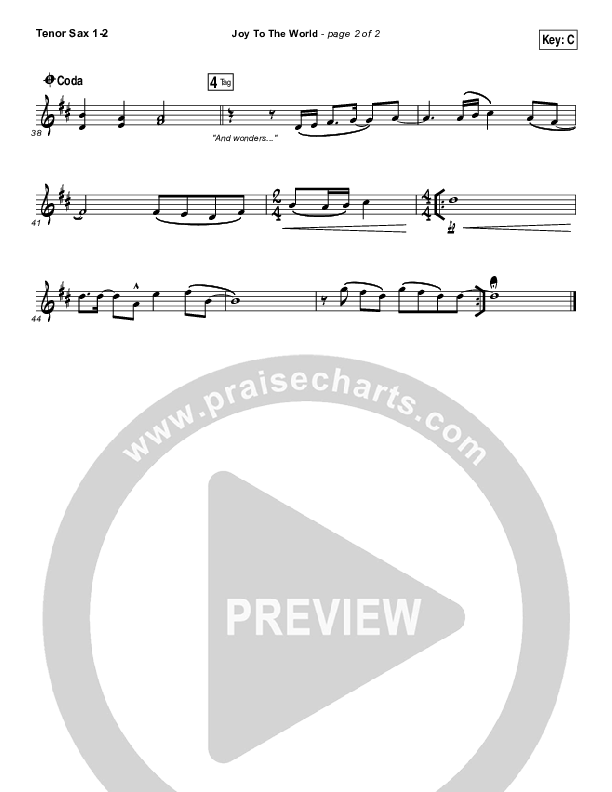 Joy To The World Tenor Sax 1/2 (Shane & Shane / The Worship Initiative)