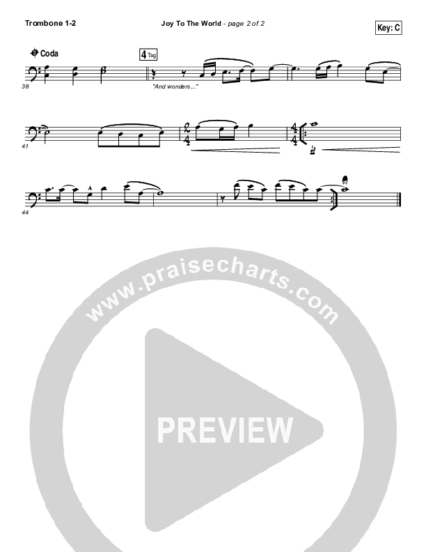 Joy To The World Trombone 1/2 (Shane & Shane / The Worship Initiative)