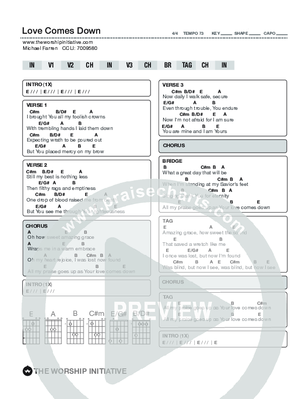 Love Comes Down Chords & Lyrics (Shane & Shane / The Worship Initiative)