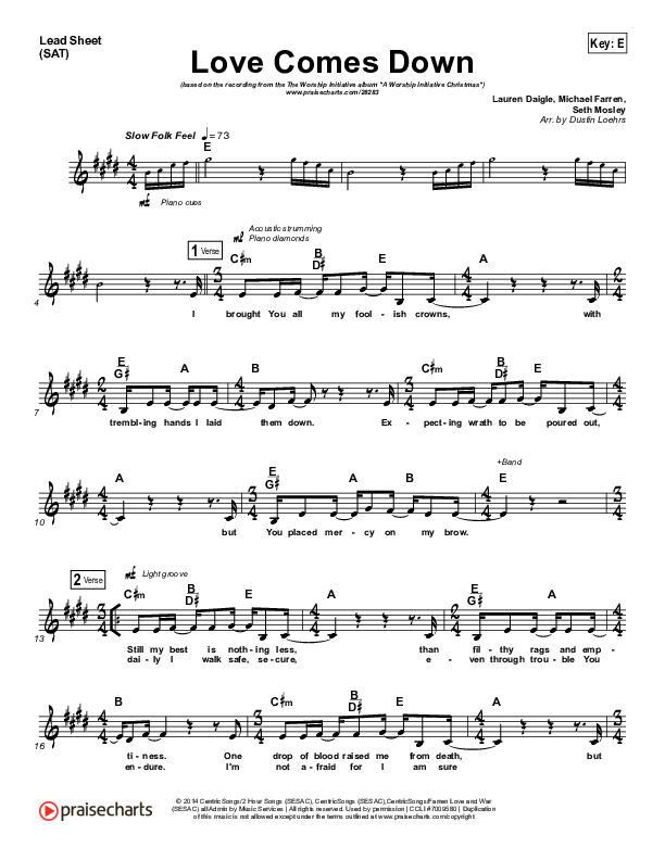 Love Comes Down Lead (SAT) (Shane & Shane / The Worship Initiative)