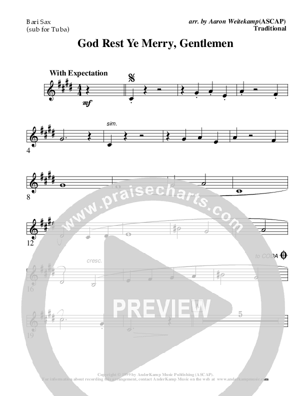 God Rest Ye Merry Gentlemen (Instrumental) Bari Sax (AnderKamp Music)