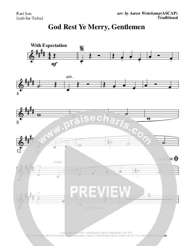 God Rest Ye Merry Gentlemen (Instrumental) Bari Sax (AnderKamp Music)