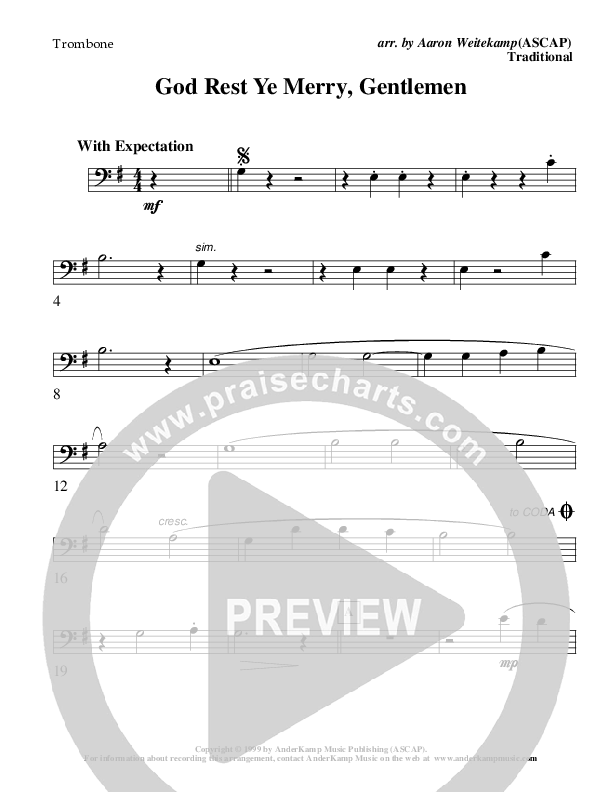 God Rest Ye Merry Gentlemen (Instrumental) Trombone (AnderKamp Music)