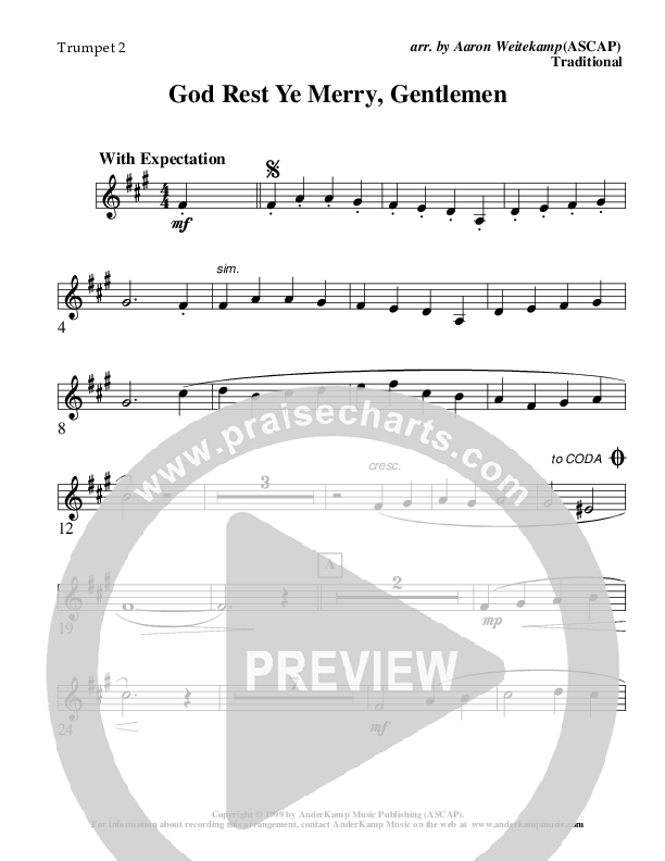 God Rest Ye Merry Gentlemen (Instrumental) Trumpet 2 (AnderKamp Music)