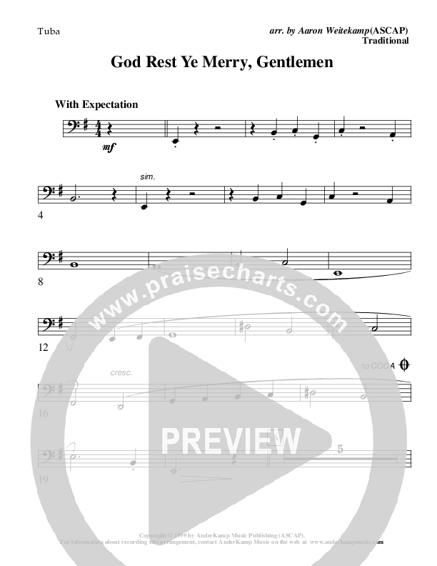 God Rest Ye Merry Gentlemen (Instrumental) Tuba (AnderKamp Music)