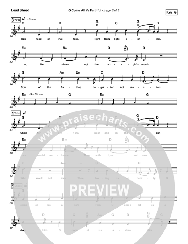 O Come All Ye Faithful Lead Sheet (Shane & Shane / The Worship Initiative)